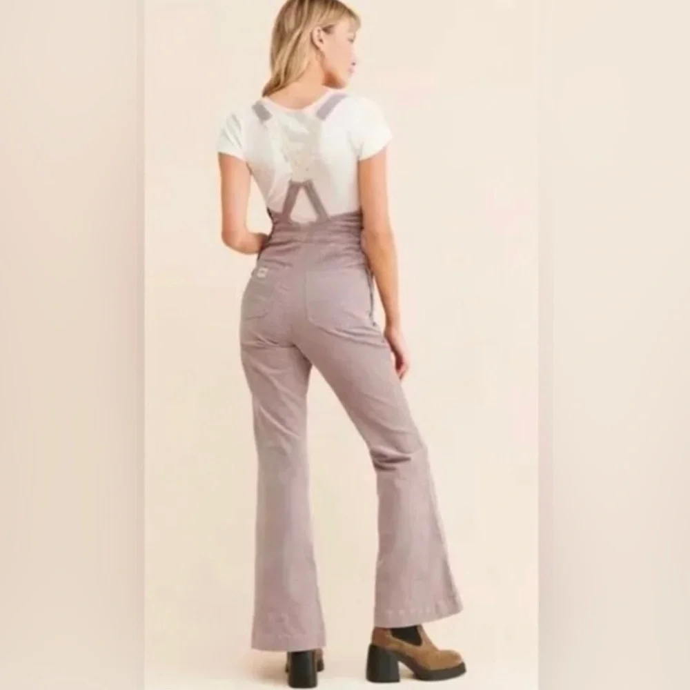 SOLD Free People x Lee Purple Storm Flare Corduroy Overall coveralls jumpsuit - Picture 3 of 6